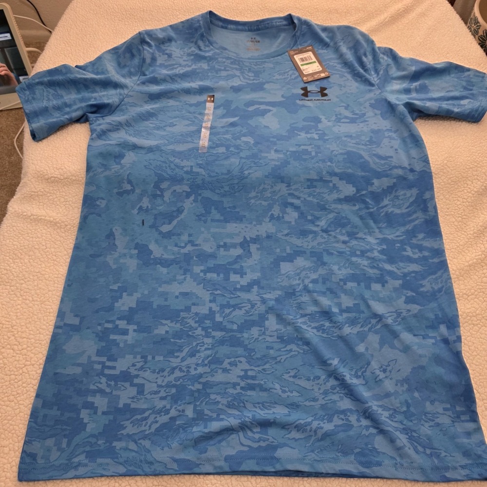 Under Armour Mens ABC Camo Tee Blue Large Tall Gym Hiking T-Shirt 1357727 NEW
